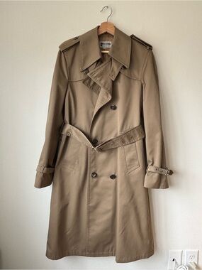Vintage Pierre Cardin Khaki Double-Breasted Trench Coat